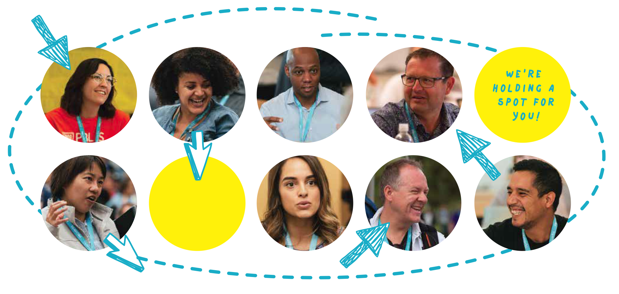 a grid of school leaders' faces with an open space that says 'we're holding a spot for you!'