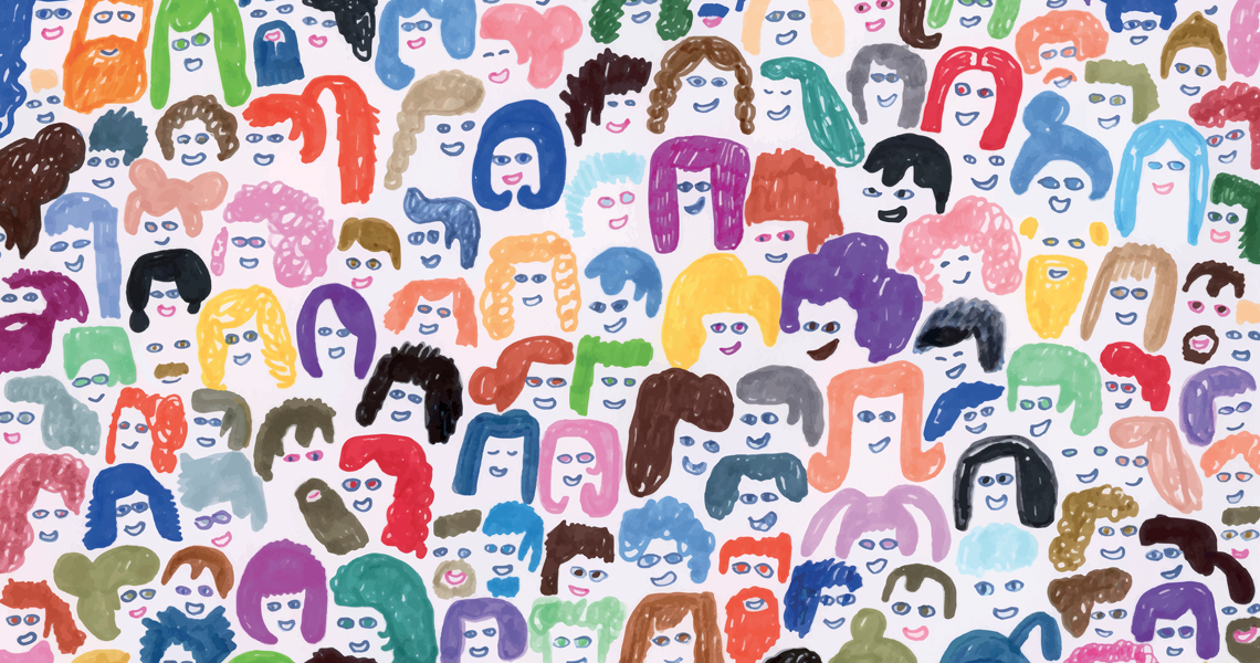 illustration of many student faces