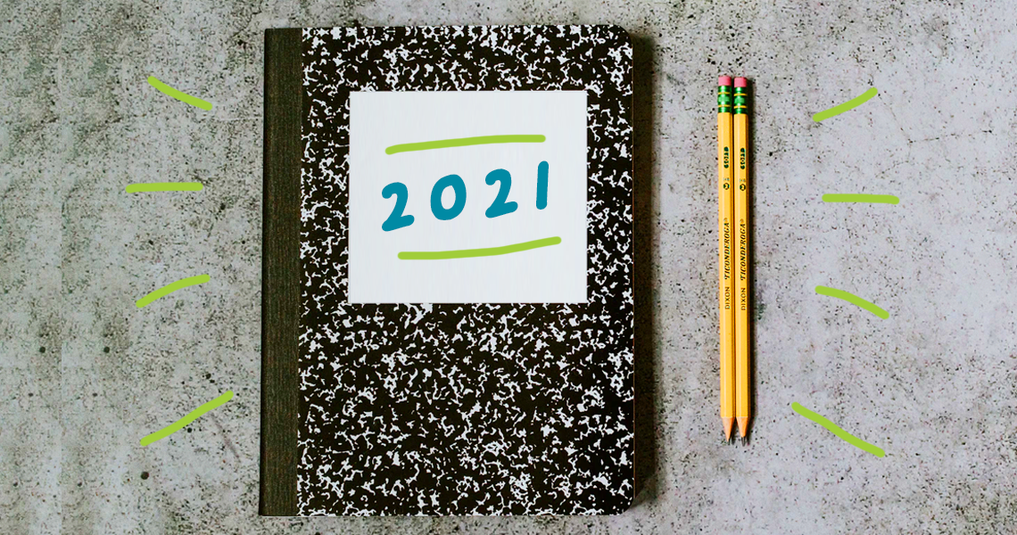 notebook with '2021' on cover