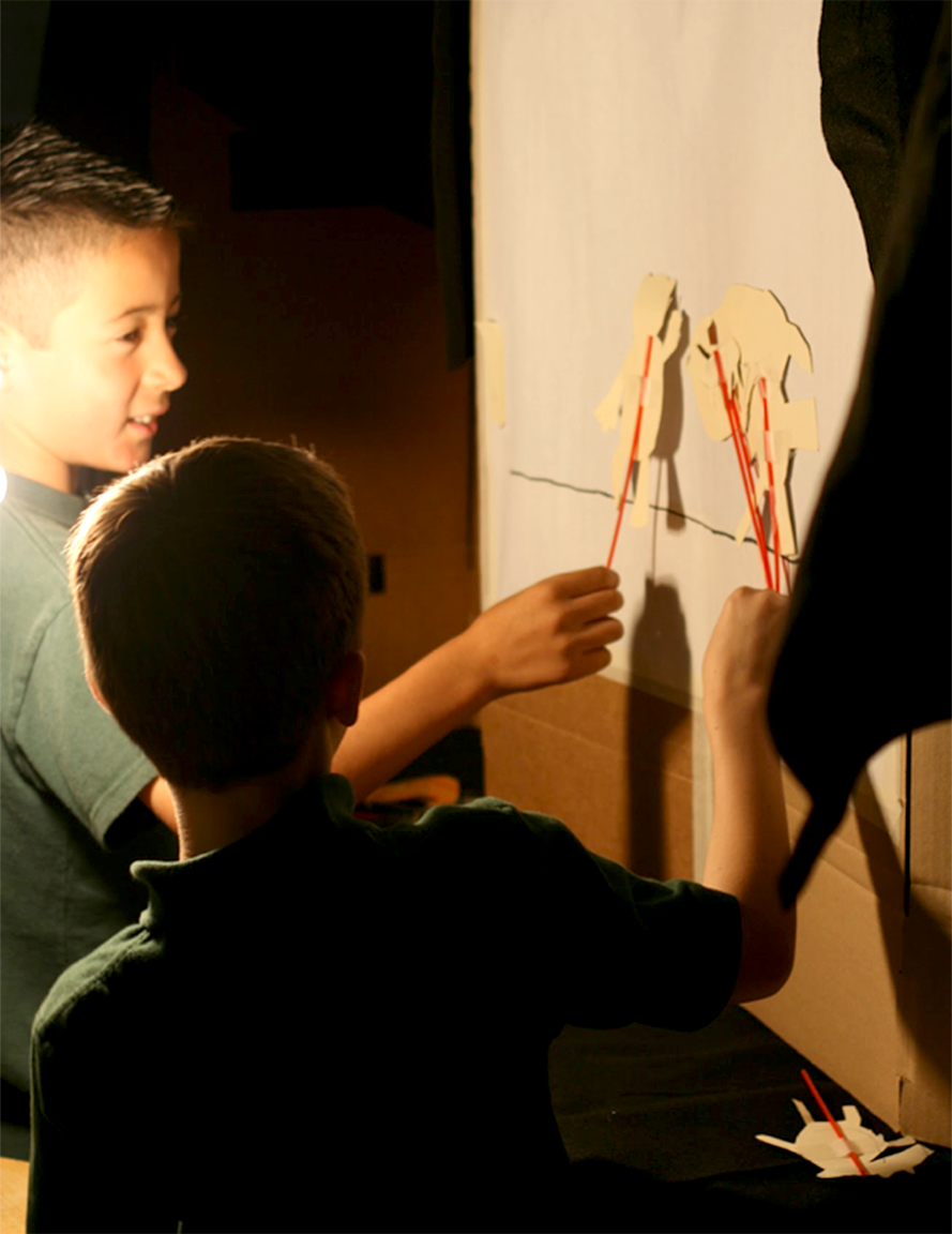 kids working on shadow PBL project