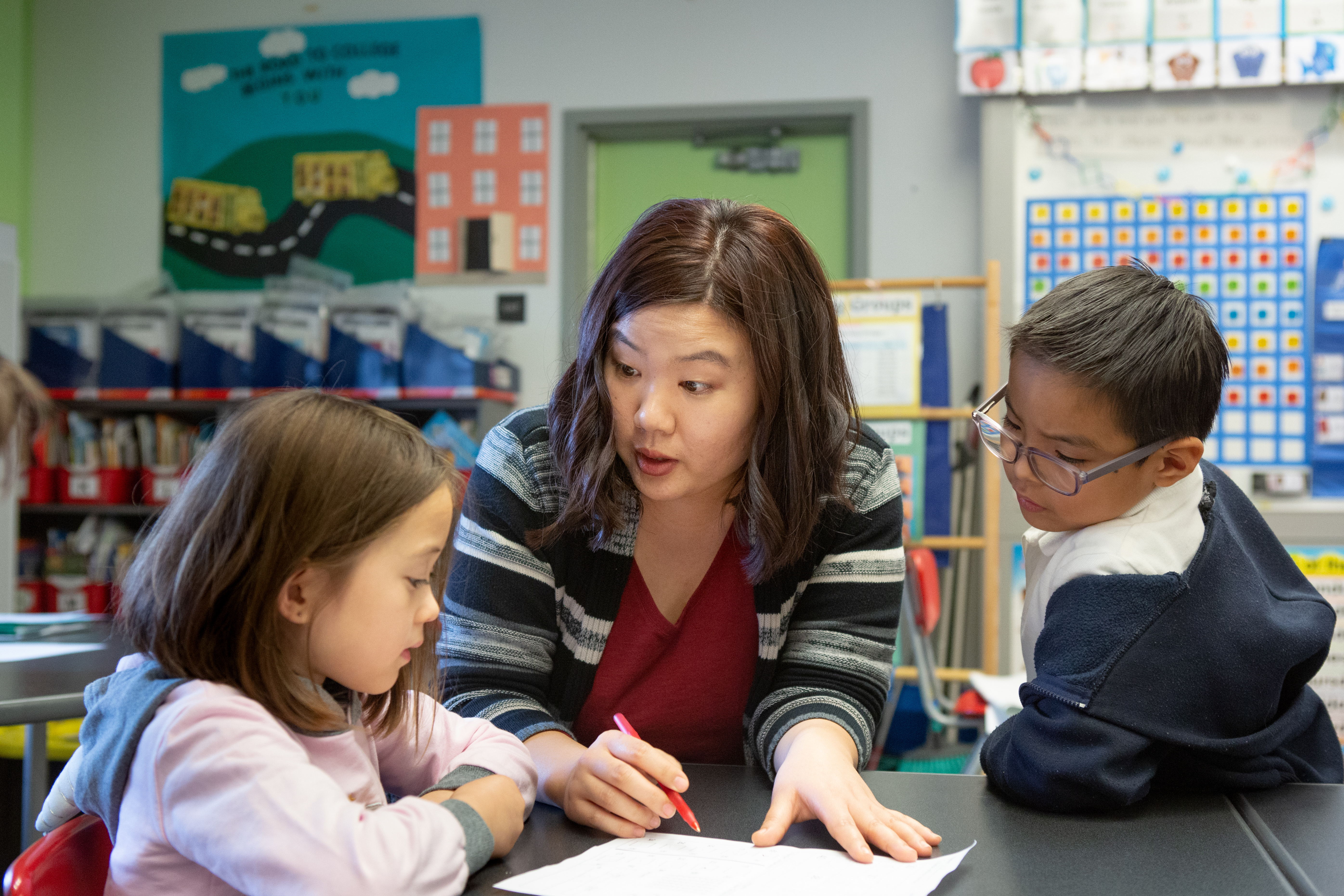 Teacher with students