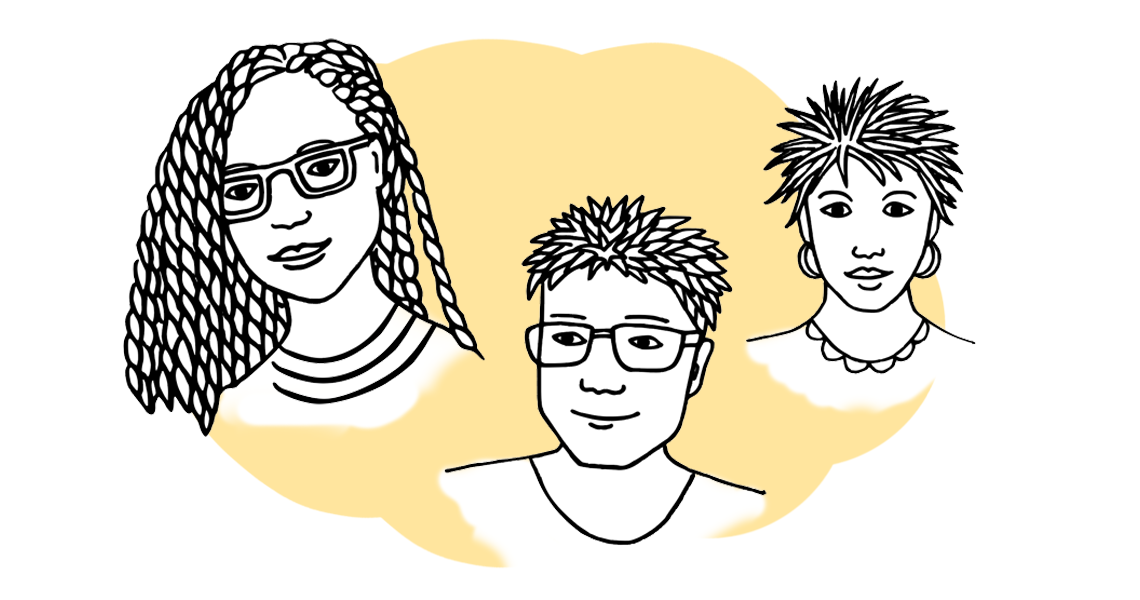 illustration of three student faces