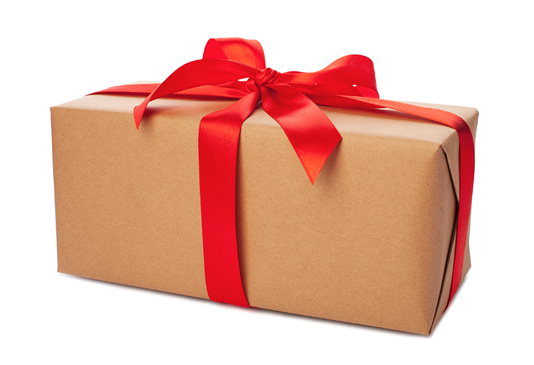 package with a bow