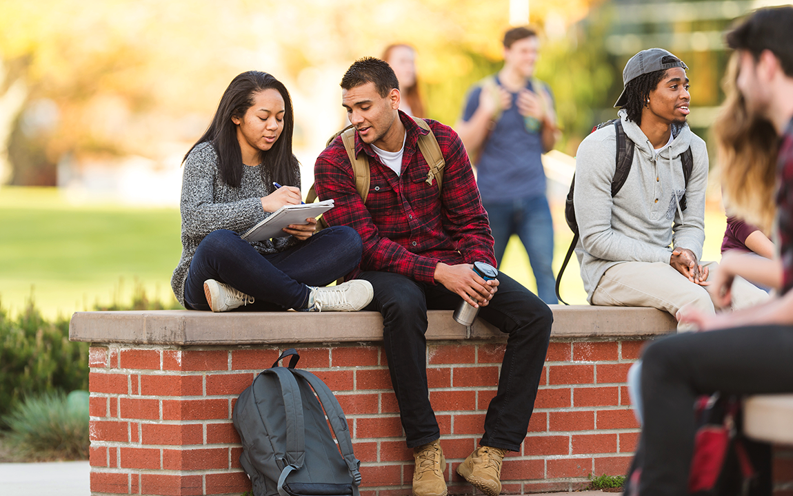 students studying outside