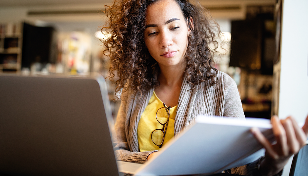 female student studying