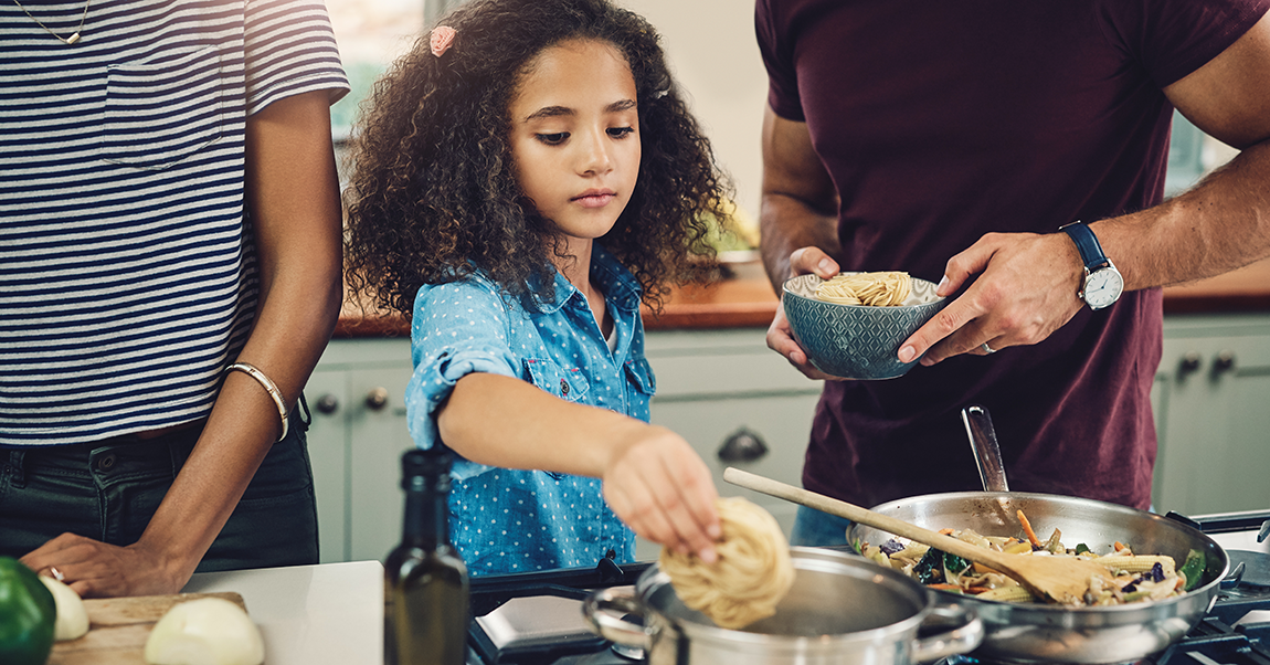 girl doing cooking school PBL project 