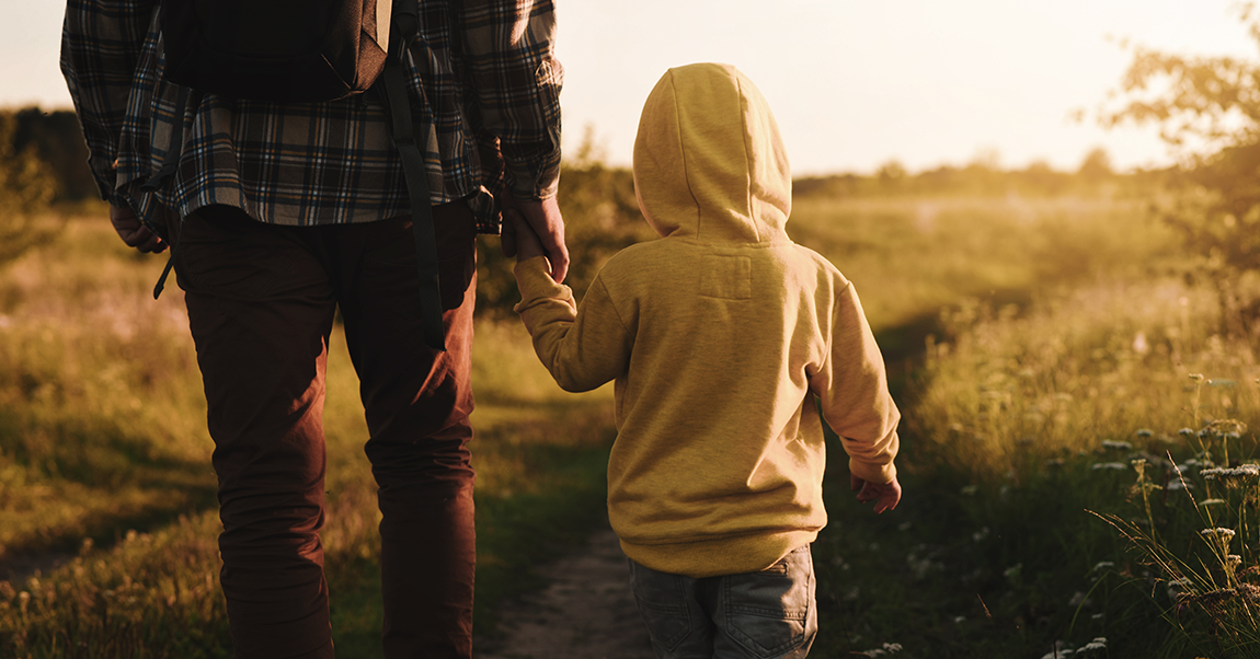 Father and son on a walk