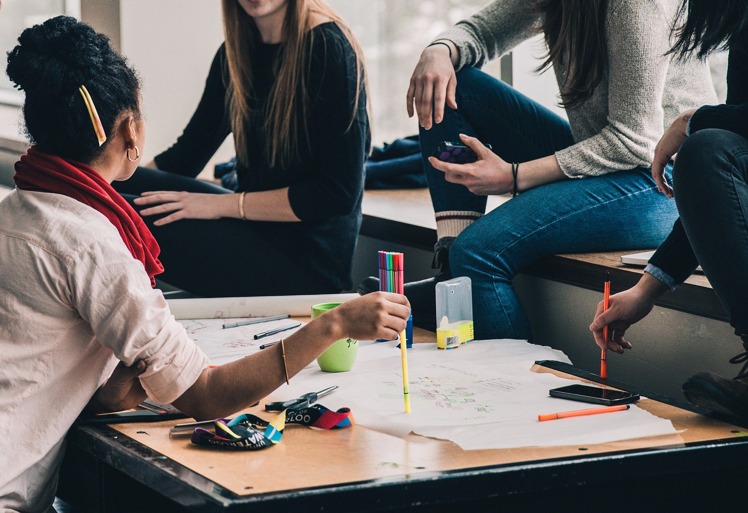 group of students working on  a project