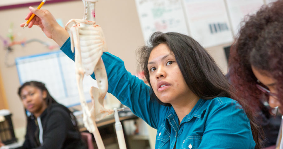 student raising hand