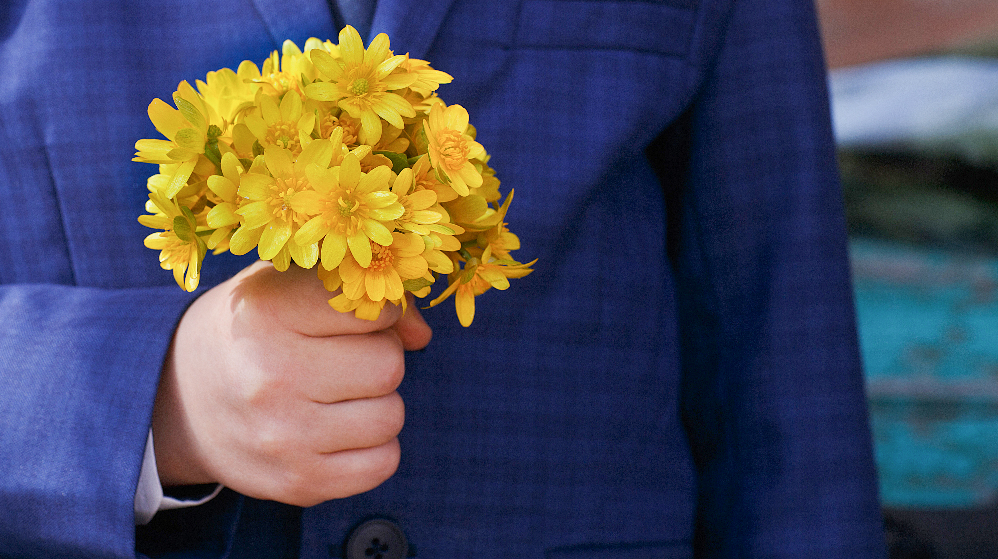 child with flowers