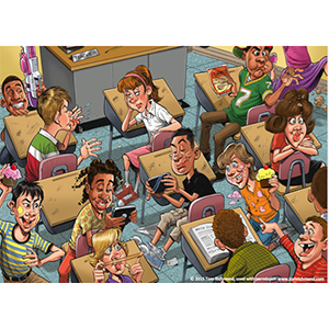 cartoon of kids in chaos