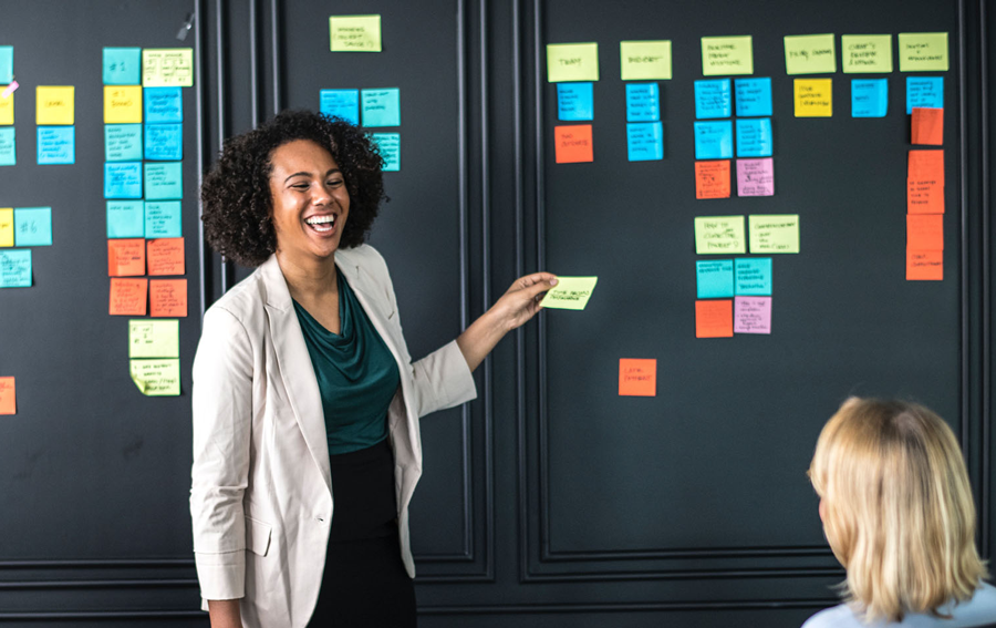 Woman with post its