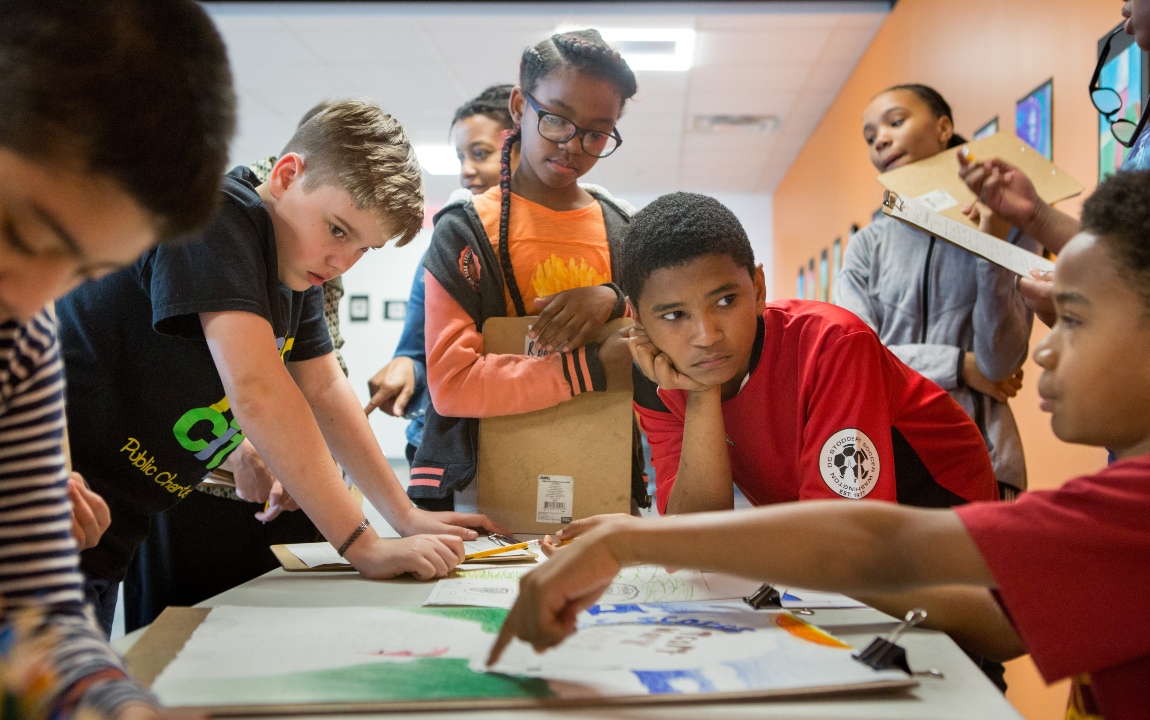 Students discussing a project