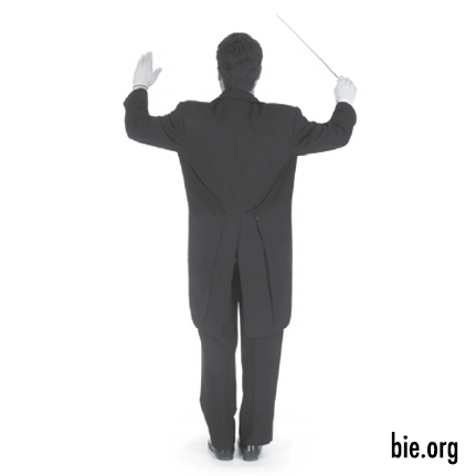 A picture of conductor from the back