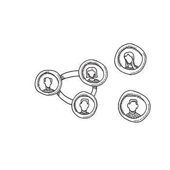 illustrated nodes, including two individuals and one team of three