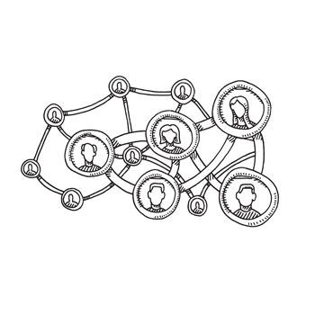 illustrated nodes with a larger network of people