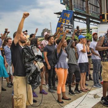 Adults protesting