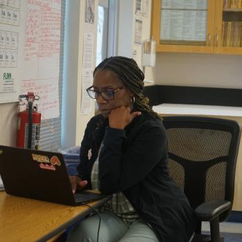 Individual educator on laptop