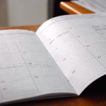 photo of personal calendar open on desk