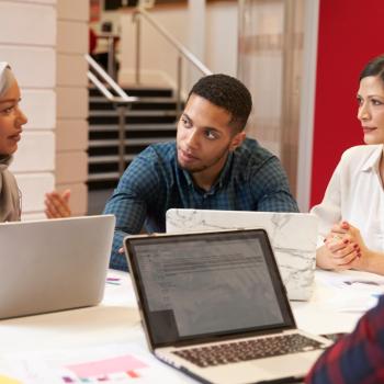 teachers planning a project together