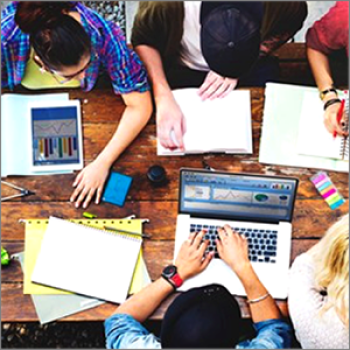 students at a table studying