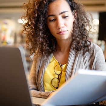 female student studying