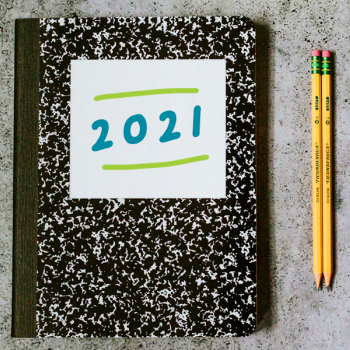 notebook with '2021' on cover