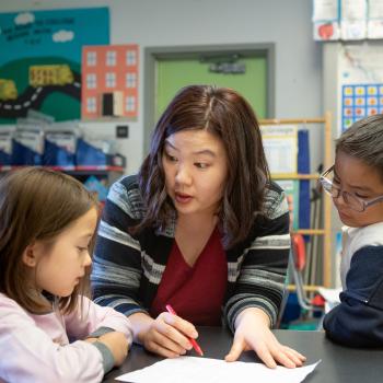 Teacher and students