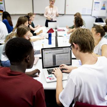 students working on a project together