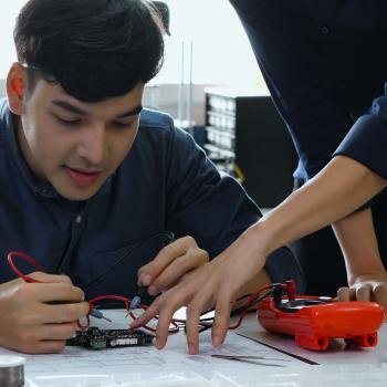 STEM student working on circuits