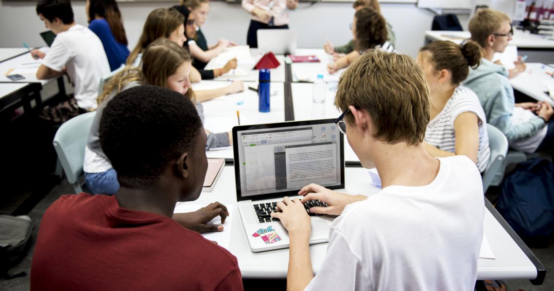 students working on a project together