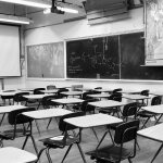 nonPBL classroom in black and white