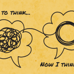 Two thought bubbles with words "I used to think" and "Now I think"