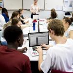 students working on a project together