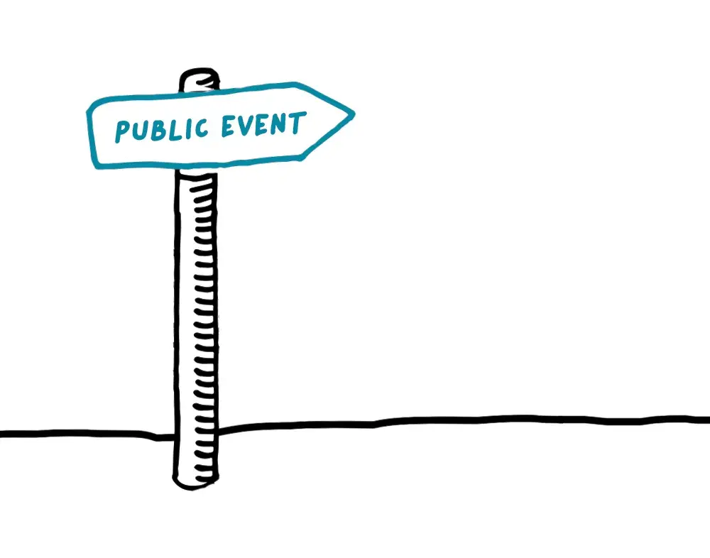 'public event' on signpost