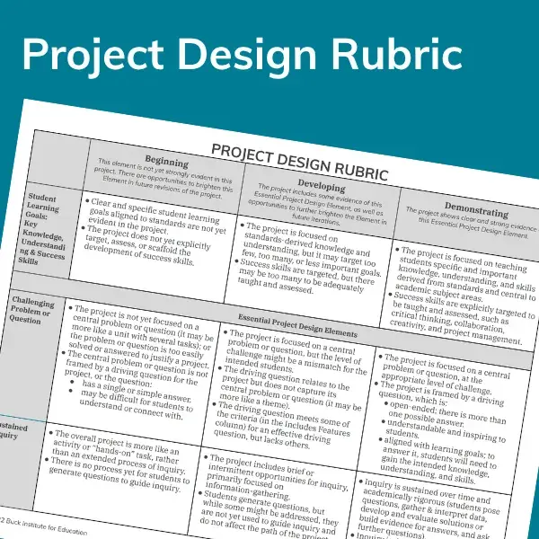 PBL Library - Project Design Rubric