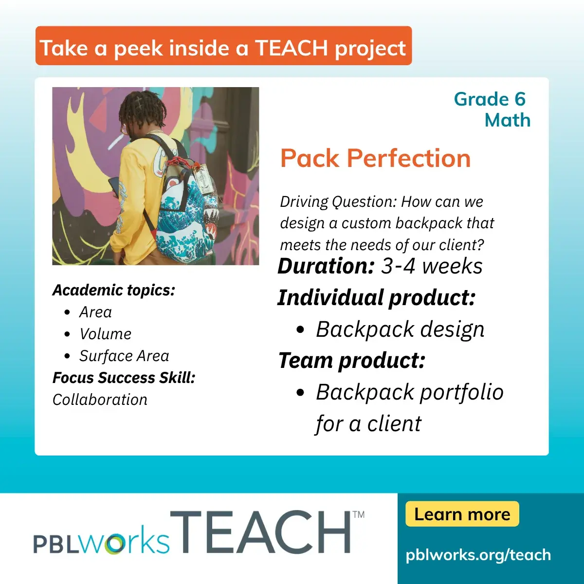 Pack Perfection - 6th grade math TEACH project